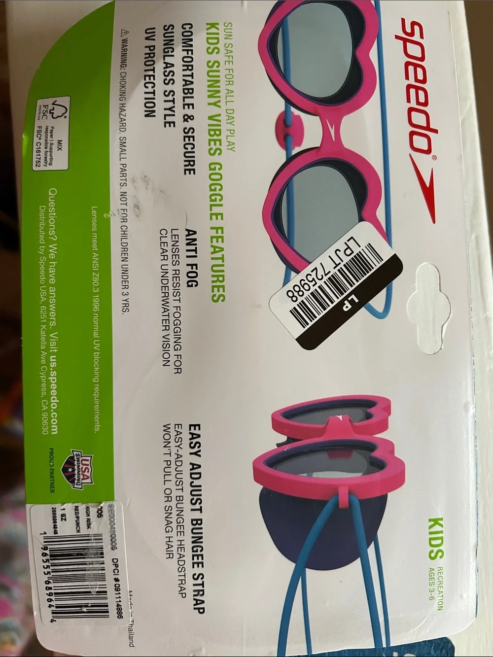 Speedo Kids Heart Goggles in Red and White